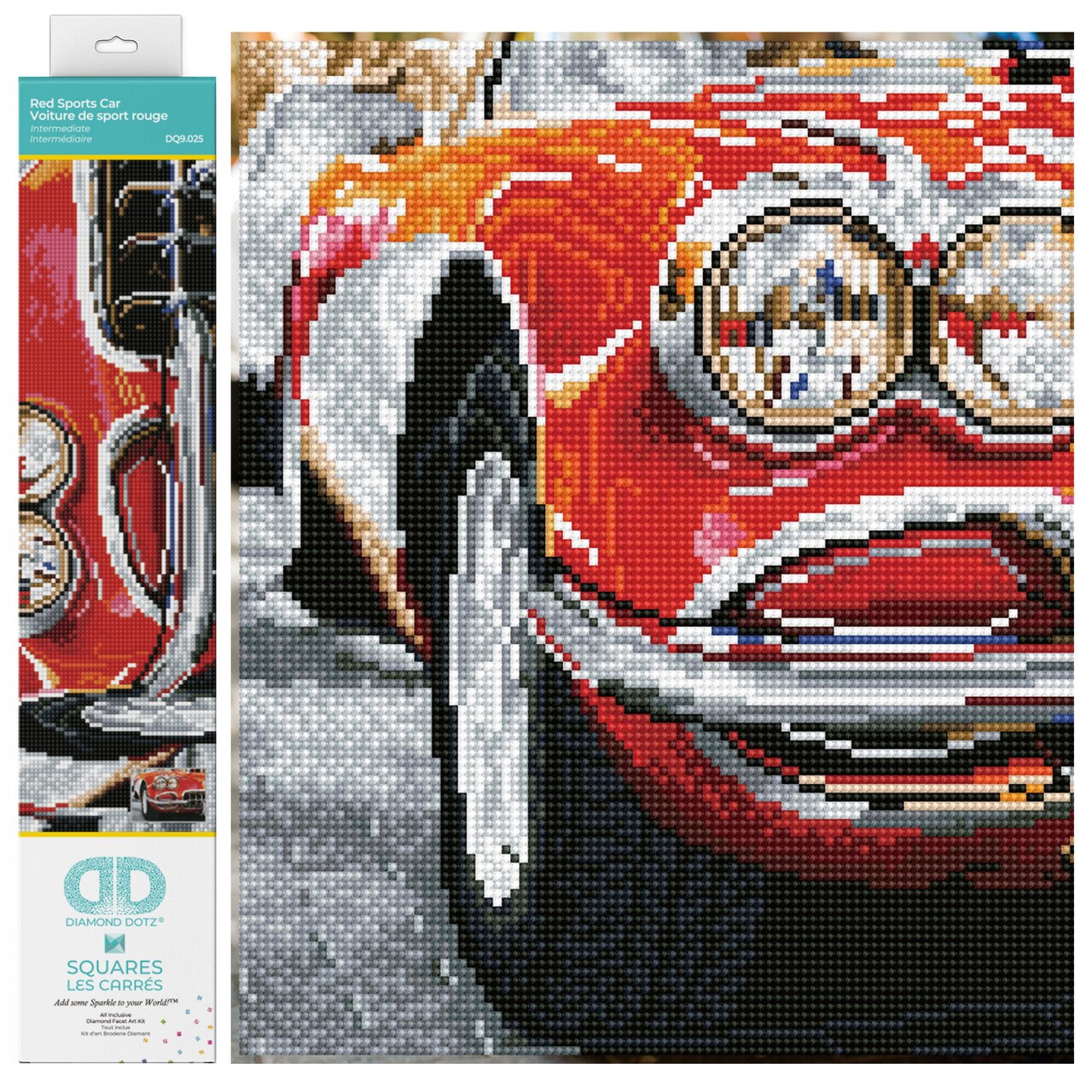 Diamond Dotz Red Sports Car Diamond Painting Kits for Adults - Diamond Art Kits a Relaxing Creative Craft Kit with Dotz Gems 16.9"x12.2"